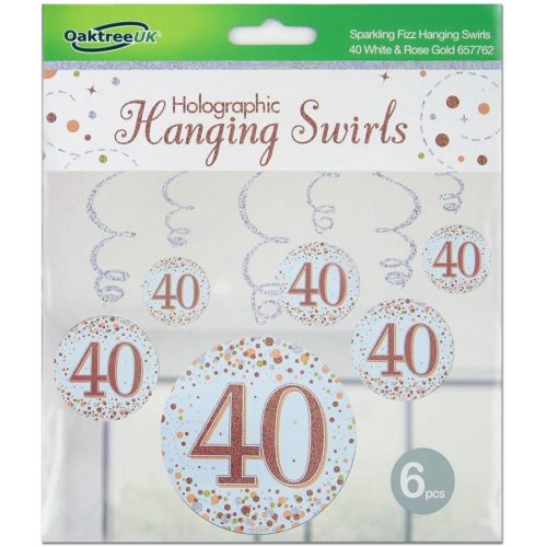 Hanging Swirls Rose Gold 40 Pk6