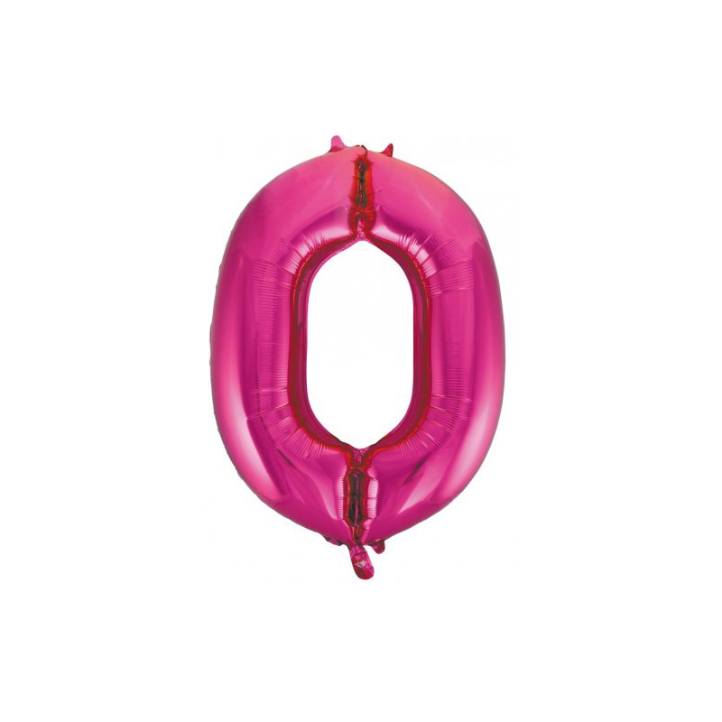 Foil Shape Number 0 Hot Pink 86cm