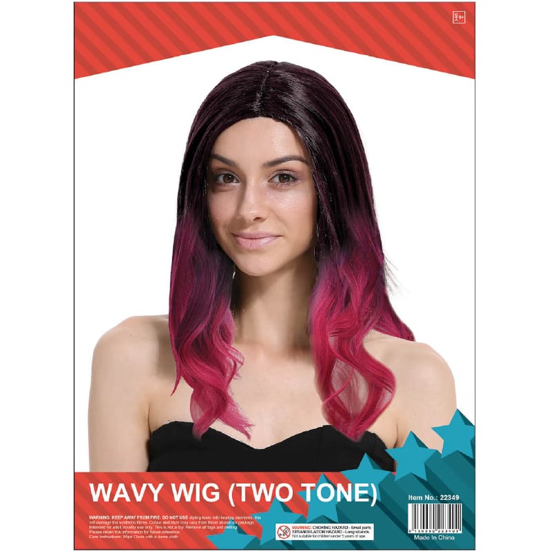 Wig Wavy Dark Pink 2 Tone