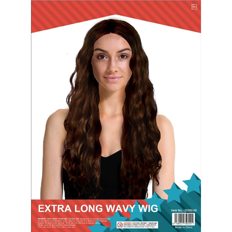 Wig Long Wavy Brown with Middle Part
