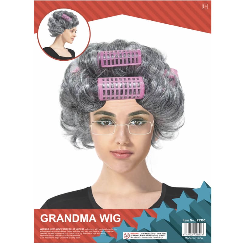 Wig Grandma Grey with Rollers