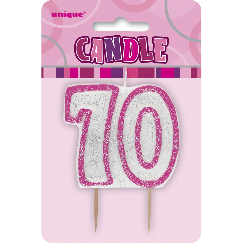 Candle 70th Glitz Pink DNR
