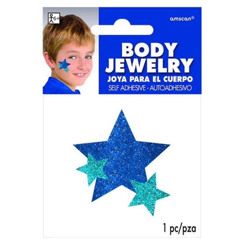 Body Stickers Blue Stars Glitter