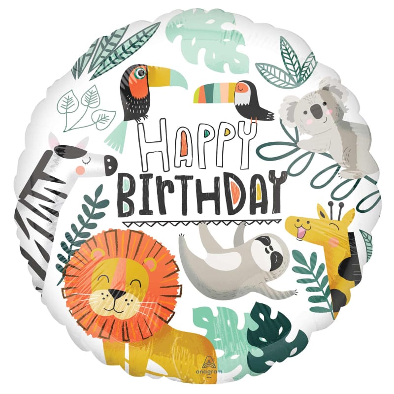 Foil 45cm Happy Birthday Get Wild Jungle