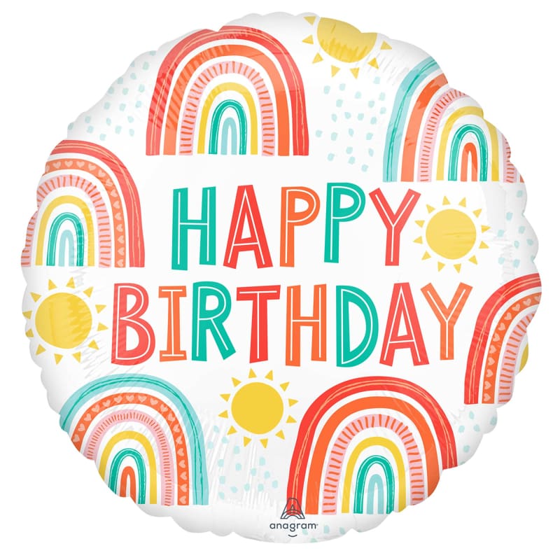 Foil 45cm Happy Birthday Retro Rainbow