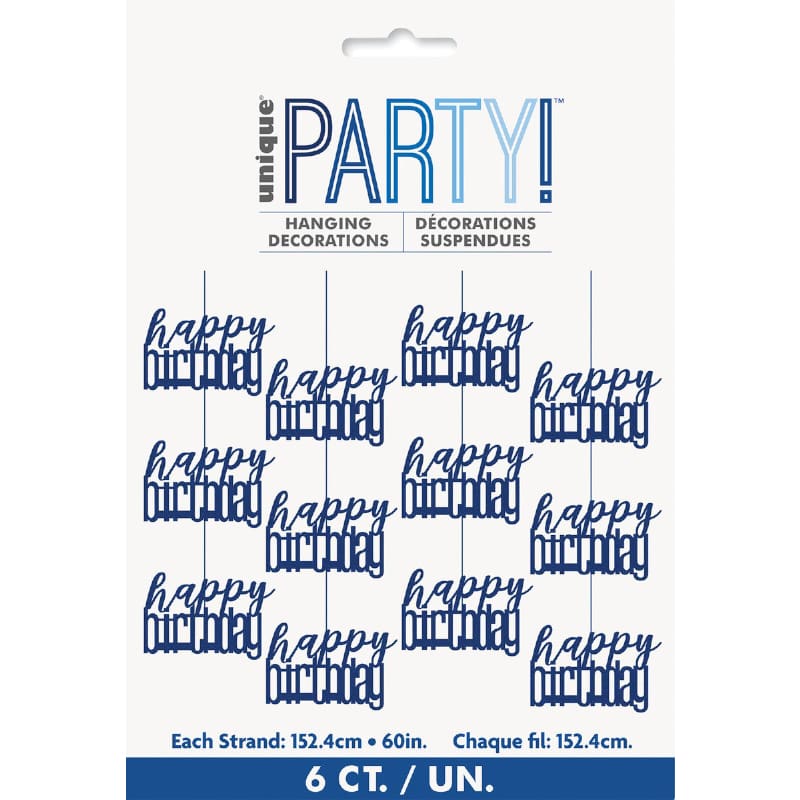 Hanging String Birthday Blue Pk6