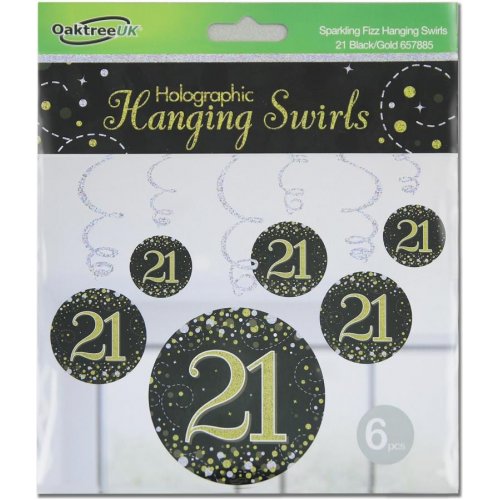 Hanging Swirls Black Gold 21 Pk6