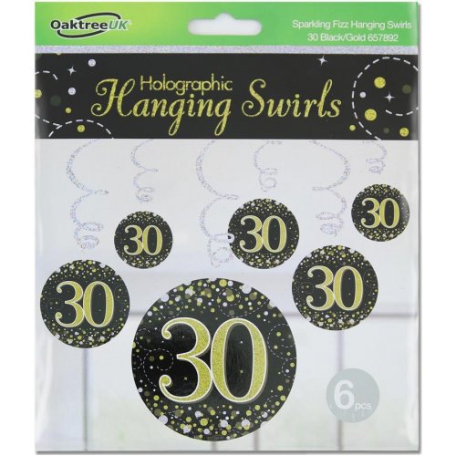 Hanging Swirls Black Gold 30 Pk6