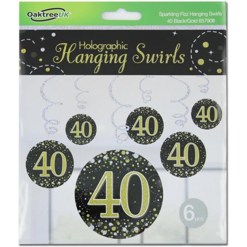 Hanging Swirls Black Gold 40 Pk6