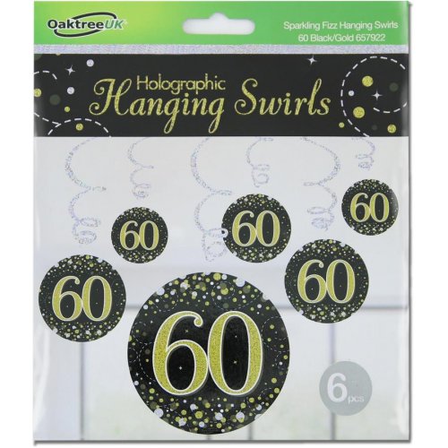 Hanging Swirls Black Gold 60 Pk6