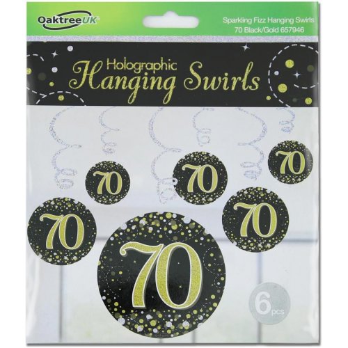 Hanging Swirls Black Gold 70 Pk6