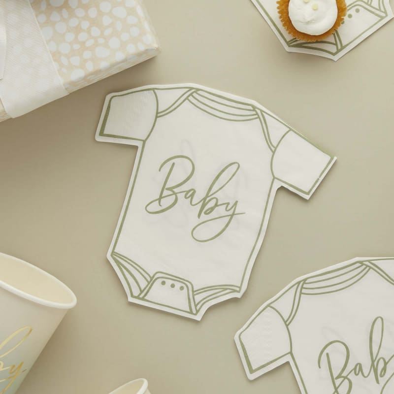 Baby Onesie Napkins Sage Pk16