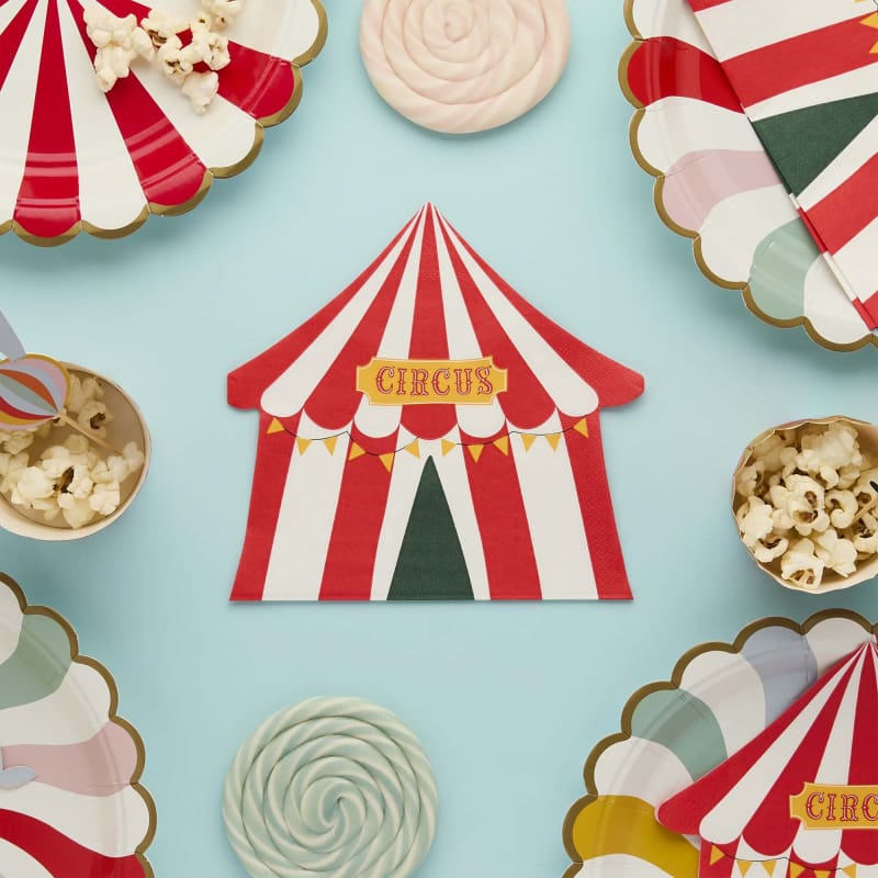 Circus Party Napkins Tent Shape Pk16