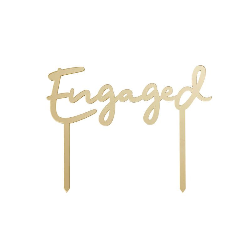 Cake Topper Acrylic Engaged Gold