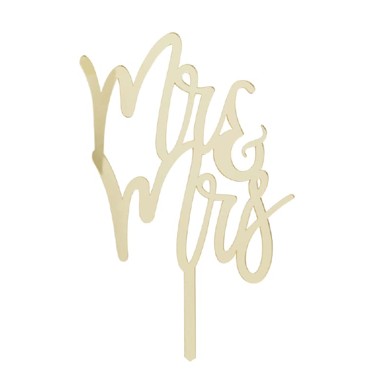 Cake Topper Acrylic Mr & Mrs Gold