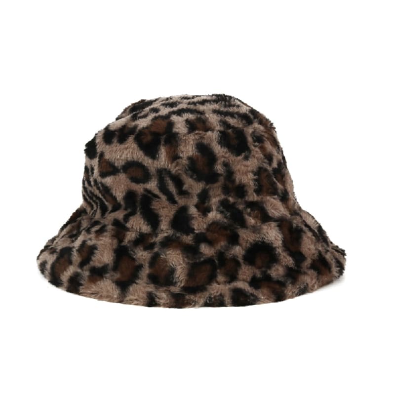 Hat Bucket Leopard Print Fur
