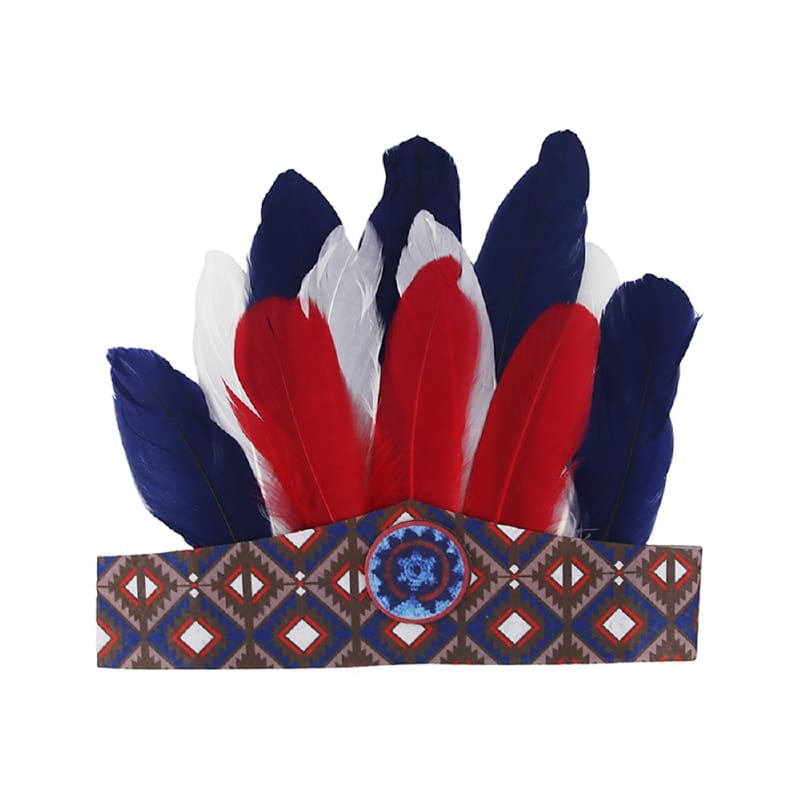 Headband Native Indian Blue Red White