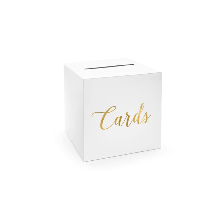 Wedding Card Box White Gold