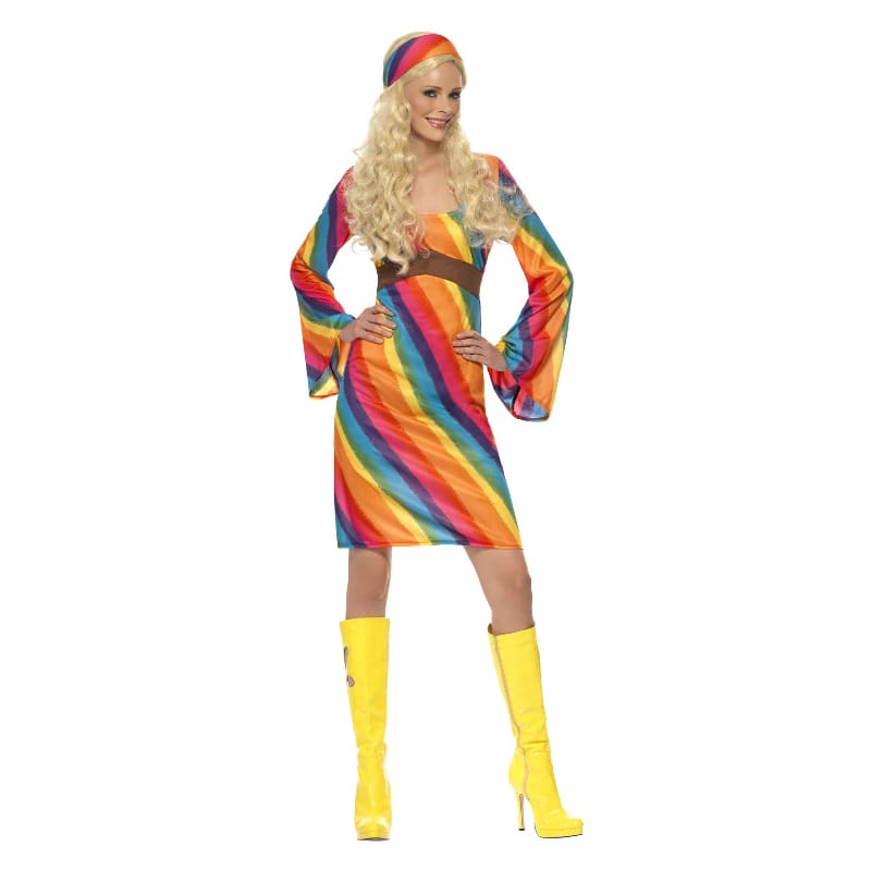 Costume Adult Hippie Rainbow Dress M