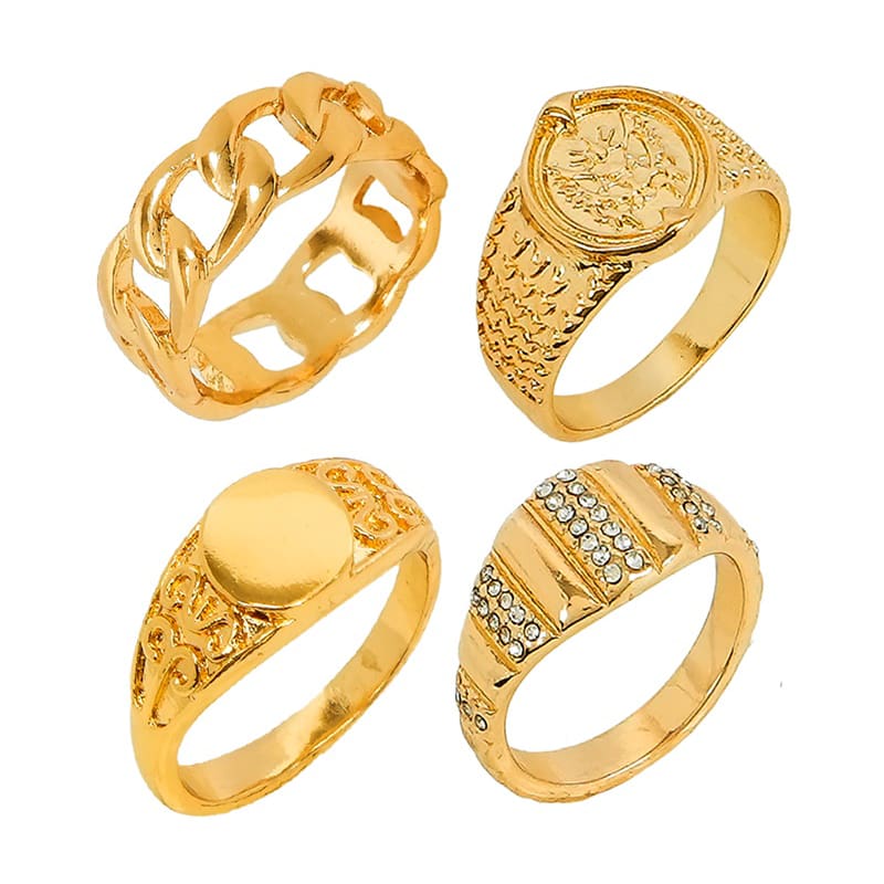 Rings Gold Gangster Style Pk4