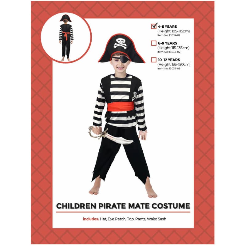 Costume Child Pirate Mate Black 6-9