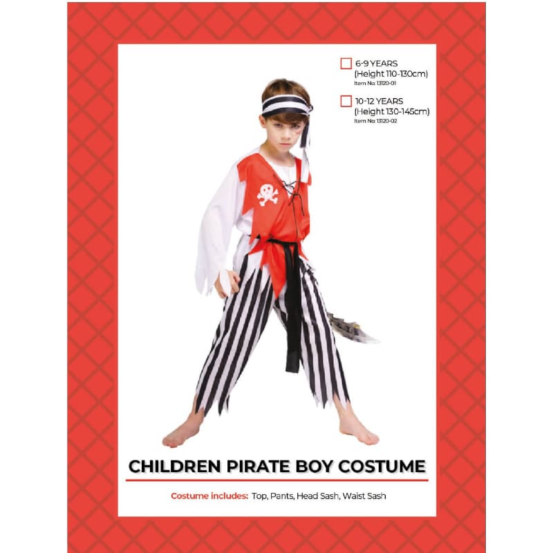 Costume Child Pirate Boy Red Vest 6-9