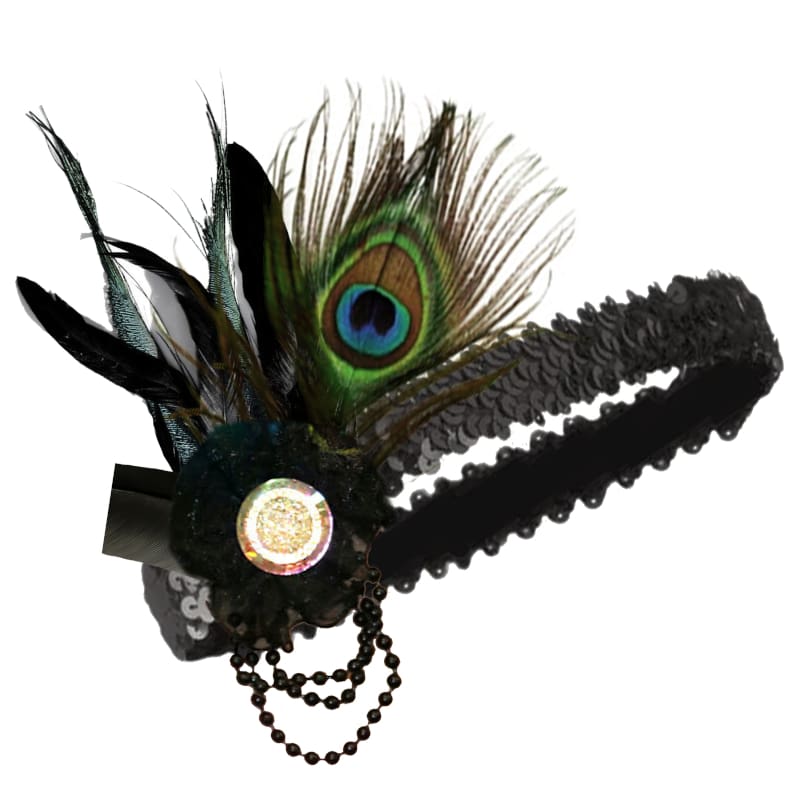 Headband Flapper Peacock Feather