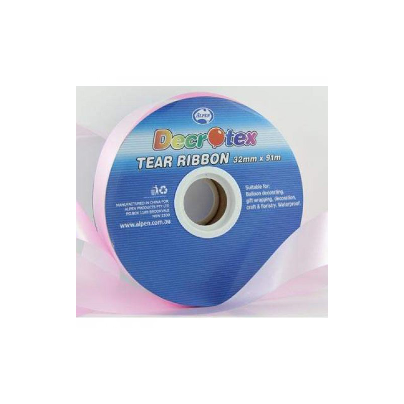 Tear Ribbon Pastel Pink 31mm x 91m DNR