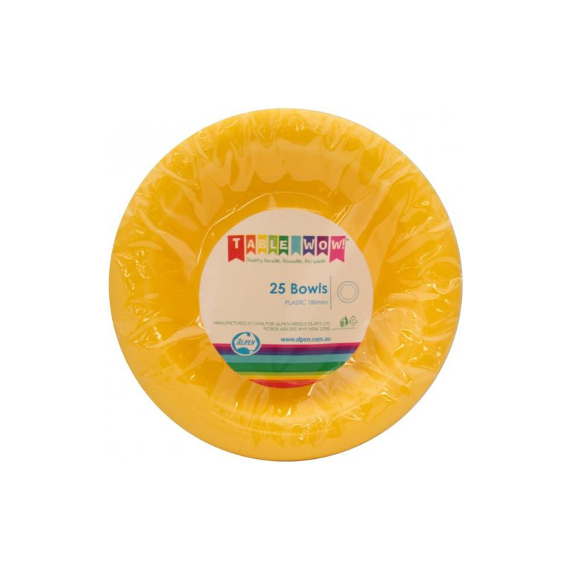 Bowls Premium 180mm Yellow Pk20