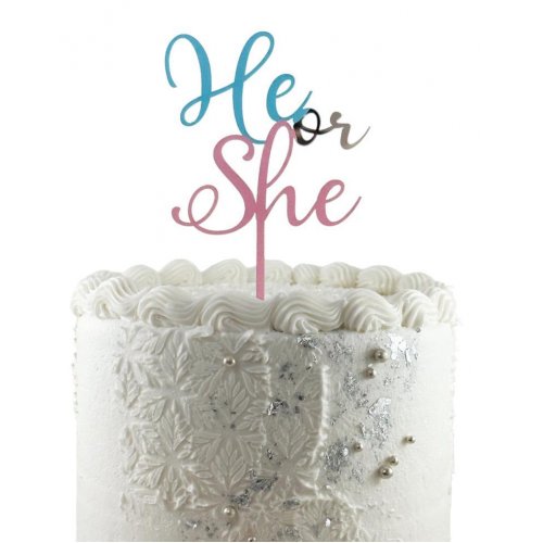 Cake Topper Acrylic He or She DNR
