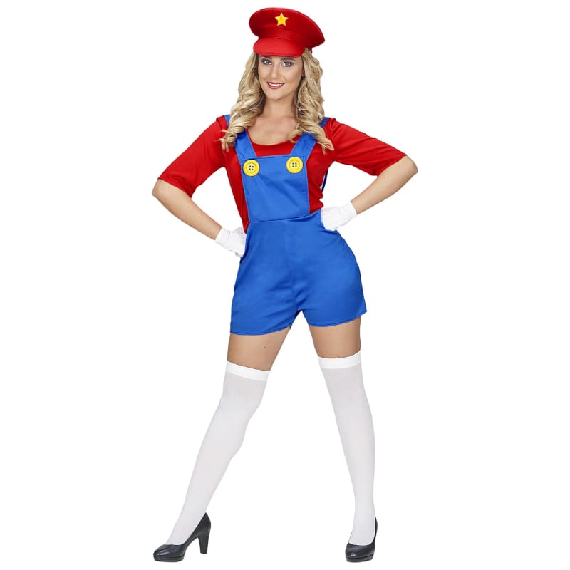 Costume Adult Mario Plumber Lady Jump M