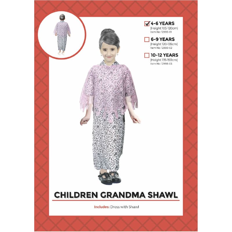 Costume Child Old Lady Shawl 4-6