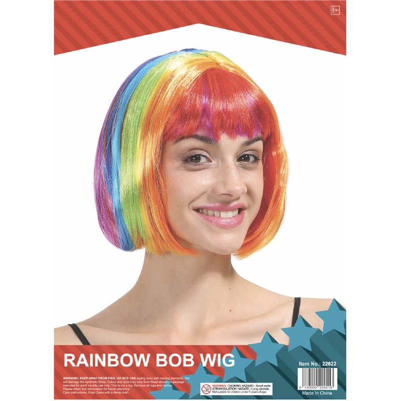 Wig Bob Rainbow with Fringe