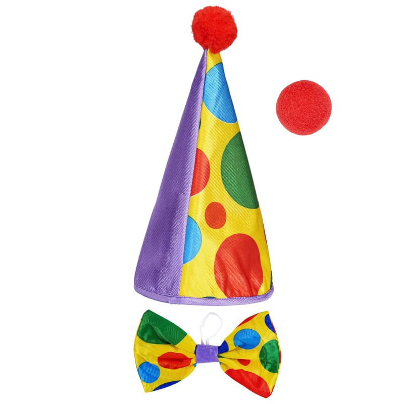Dress Up Kit Clown Hat Bow Tie Nose