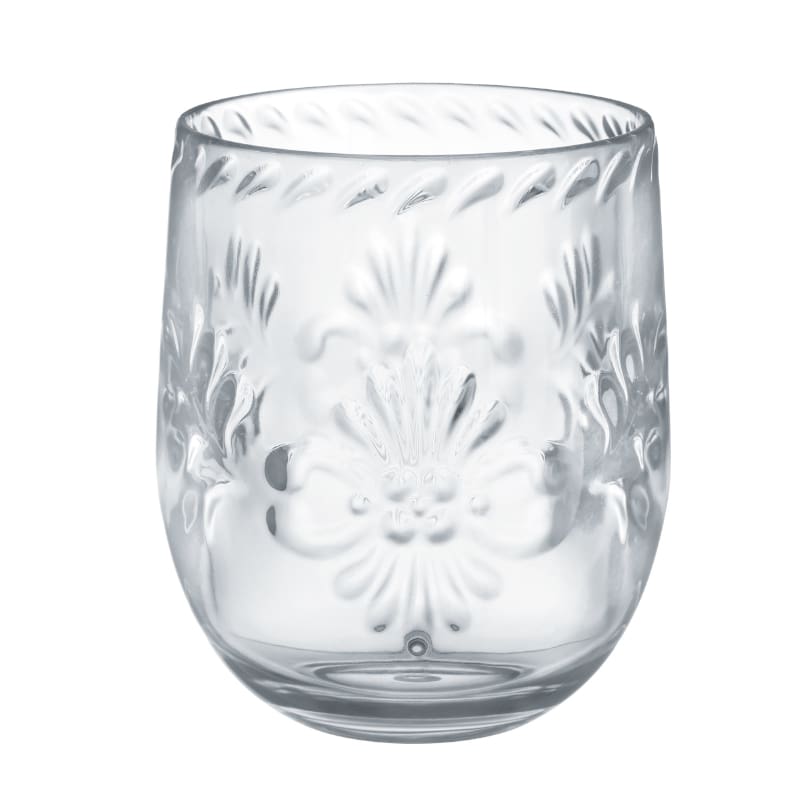 Wine Glass Stemless Boho Floral Clear DNR