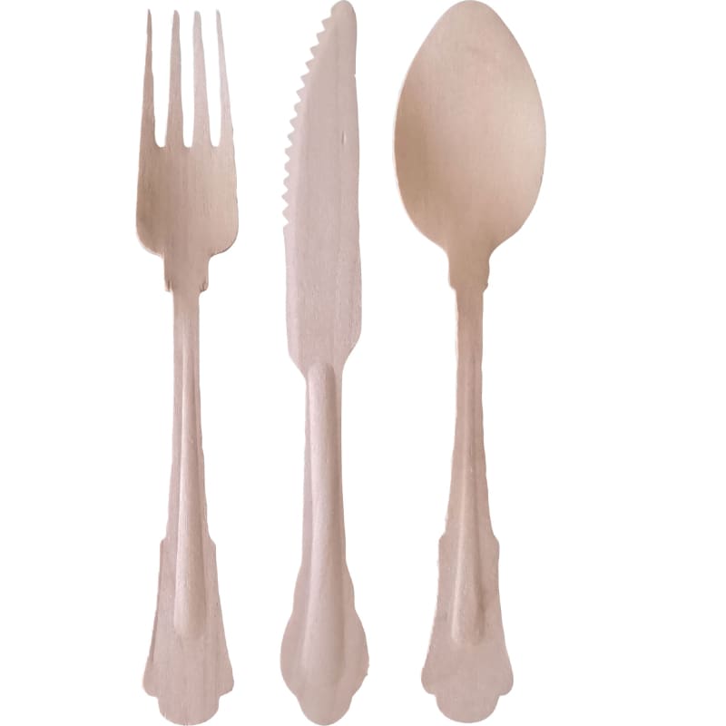 Cutlery Eco Wooden Natural Pk24 DNR