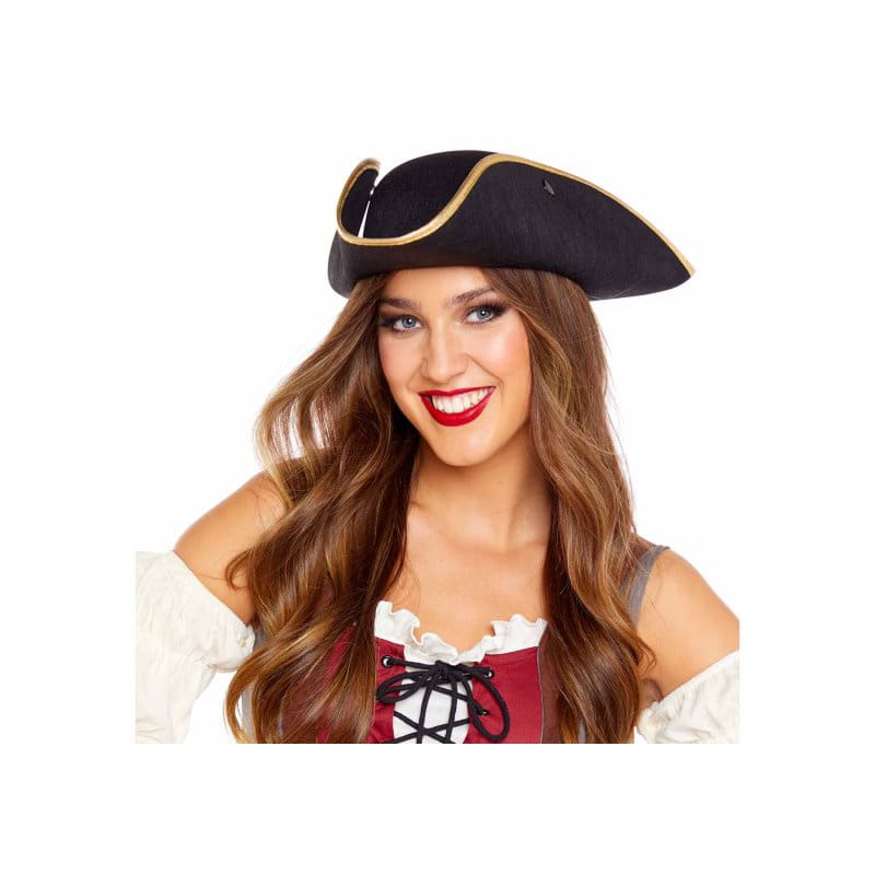 Pirate Hat Black with Gold Trim