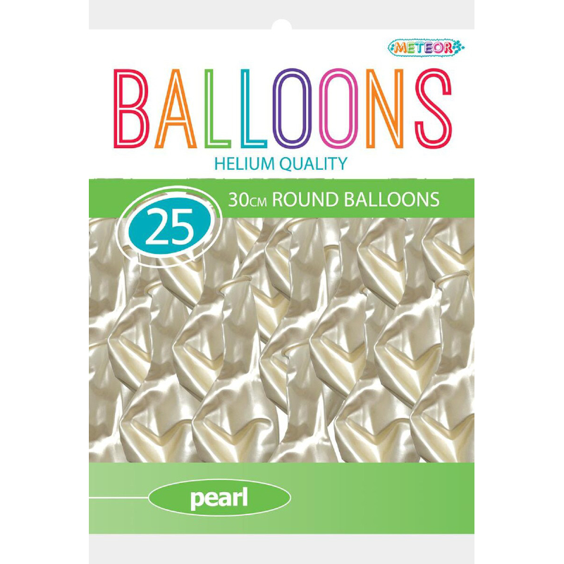 Balloons 30cm Metallic White Pk25