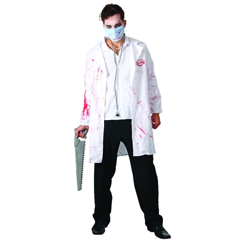 Costume Adult Doctor Lab Coat Bloody Mask
