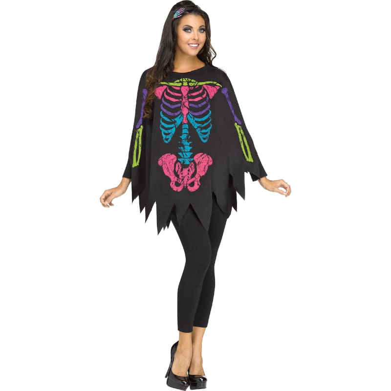 Costume Adult Poncho Skeleton Colour DNR
