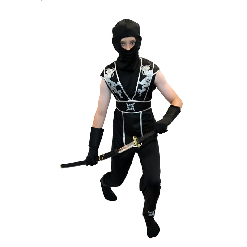 Costume Child Ninja Black Silver Dragon ML