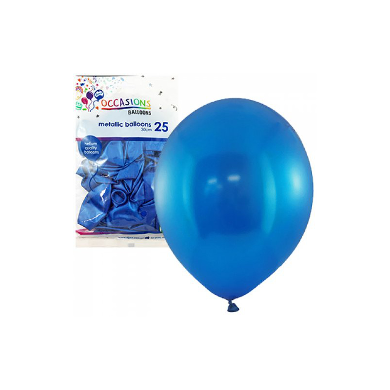 Balloons 30cm Metallic Royal Blue Pk25