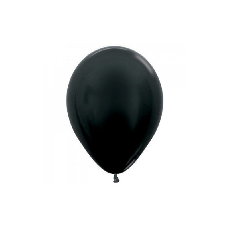 Balloons 12cm Metallic Black Sempertex Pk100