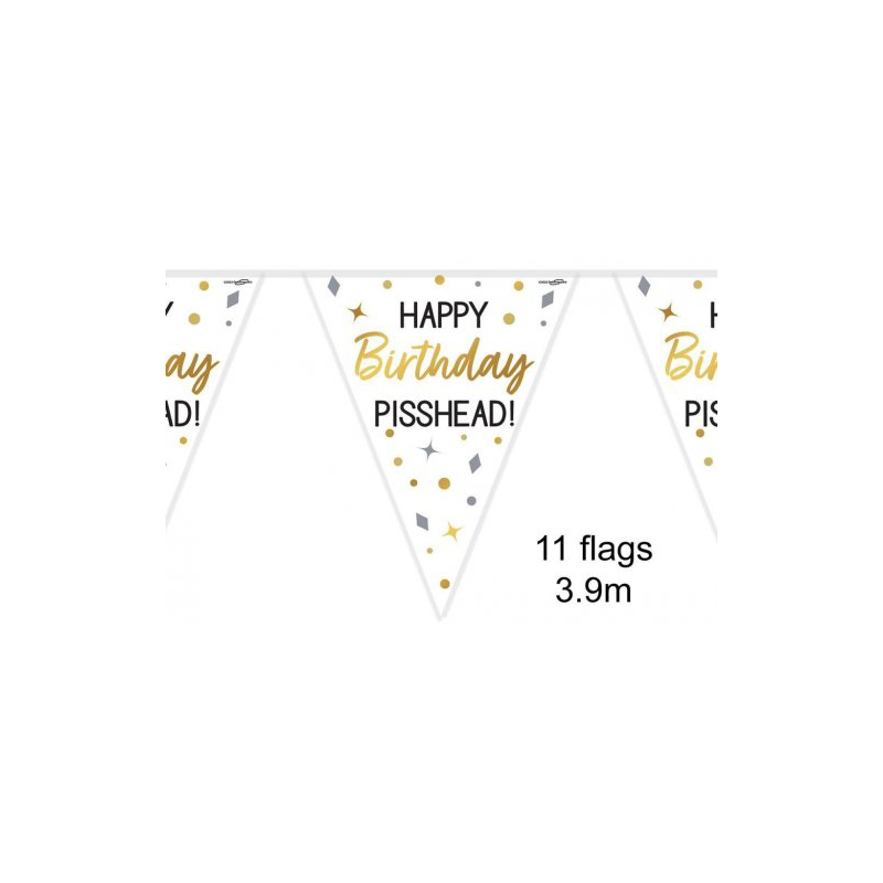 Flag Bunting Happy Birthday Pisshead 3.9m